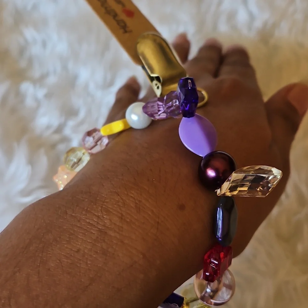 Handmade Bag Charm Accessory Colorful Beaded Bracelet stretchy kid's jewelry 4